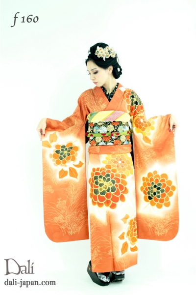 菊の刺繍が素晴らしいアンティークお着物