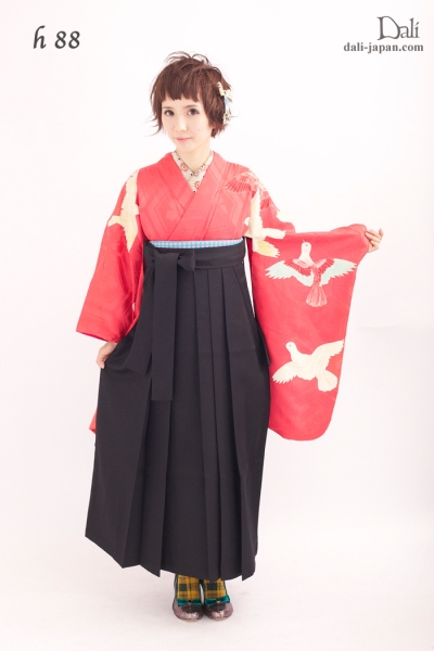 h88 / 鶴のアンティークのお着物の袴スタイル